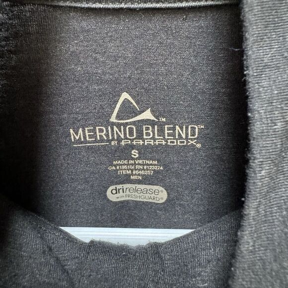 Paradox Mens Merino Wool Blend Base Layer Shirt Small 1/4 Zip Knit Black Red - Picture 3 of 8